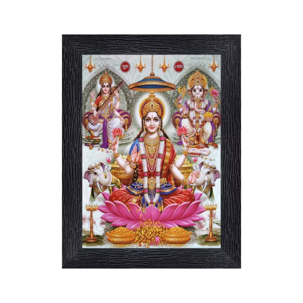 Lakshmi Ganesh Saraswati framed photo